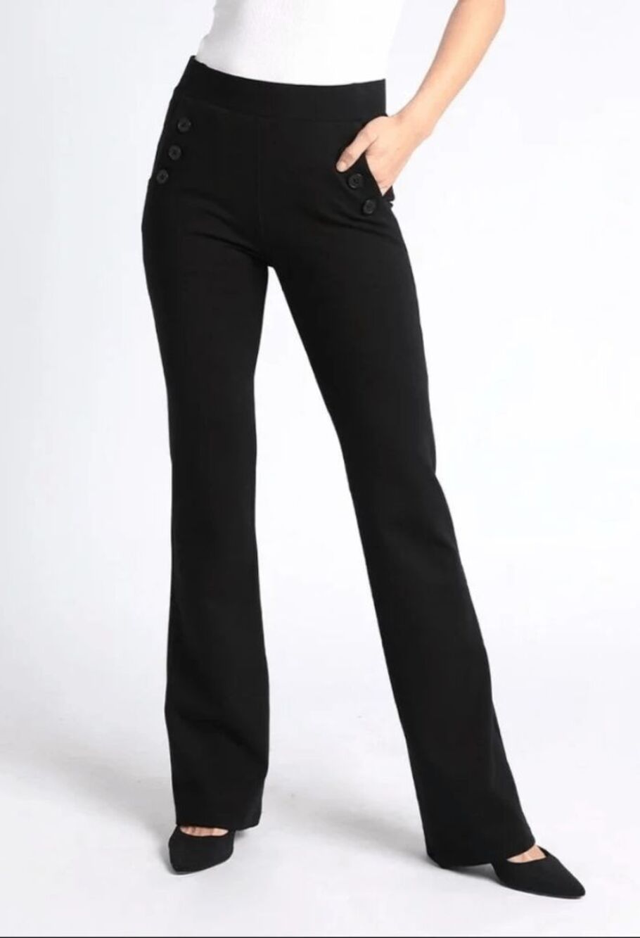 New Betabrand Black Bootcut Six Button Dress Pant Yoga Pants Medium
